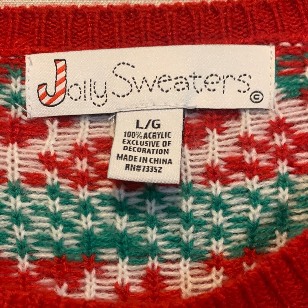 Ugly Christmas Sweater Novelty Llama Santa Fair Isle 3D Pom Pom Size Large - Picture 3 of 8